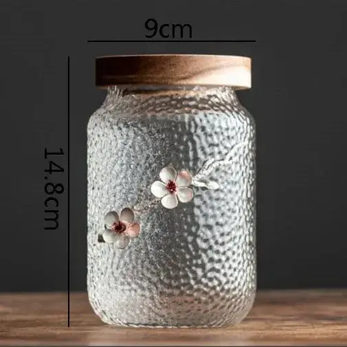 Bocal de rangement en verre à motif de marteau