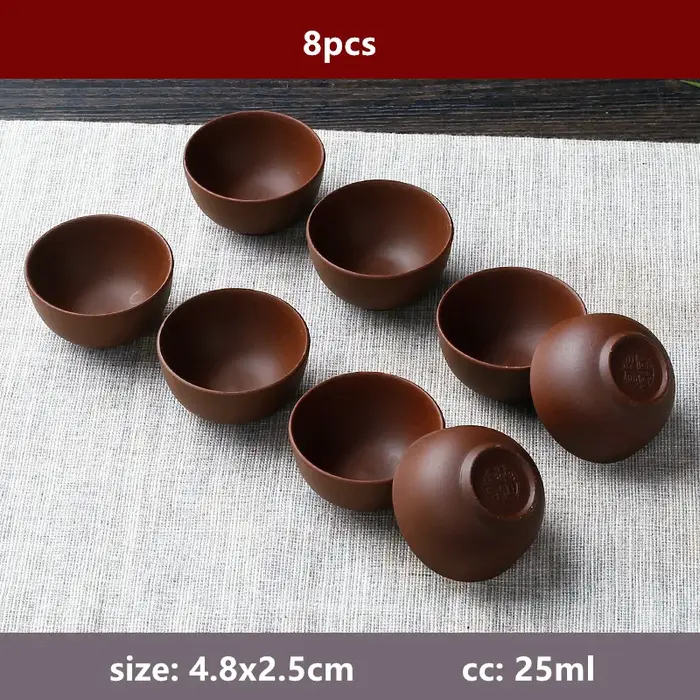 8 pièces/ensemble Yixing tasse à thé en argile violette faite à la main authentique bol à thé Dahongpao voyage Portable