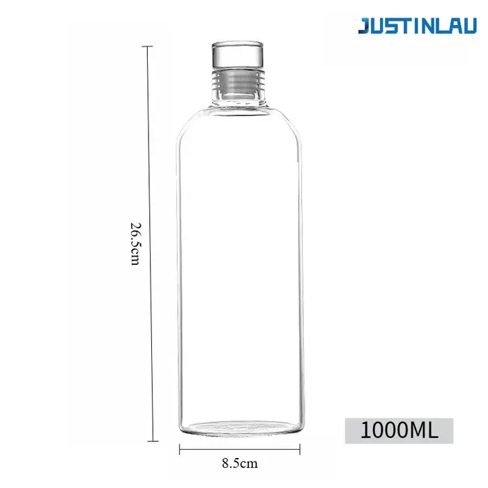 Bouteille en verre transparente de 300-1000 ml en verre borosilicate