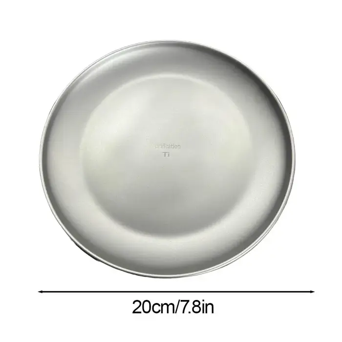 Assiette ronde givrée en titane ultralégère portable pour camping en plein air 200 mm – Vaisselle de pique-nique