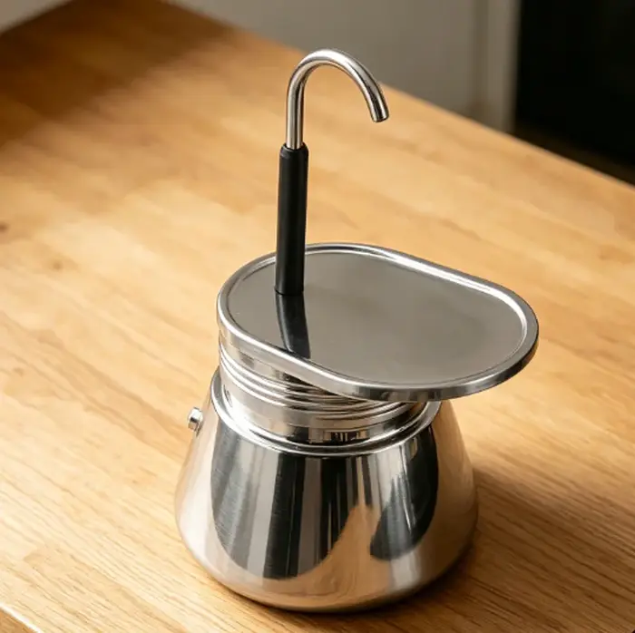 Cafetière Moka à tube unique 200 ml en acier inoxydable
