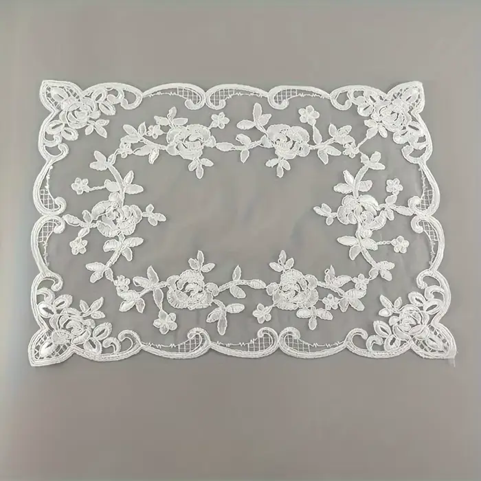 Napperon en dentelle de Polyester, 1 pièce, tapis de Table rectangulaire brodé, Style rétro français
