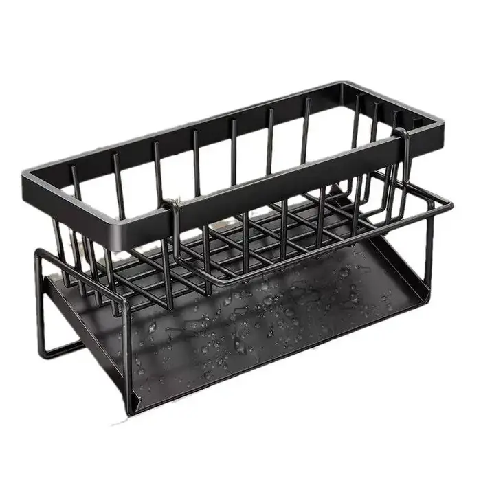 Support à éponge pour évier de cuisine, étagère auto-drainante en acier inoxydable, porte-savon, por