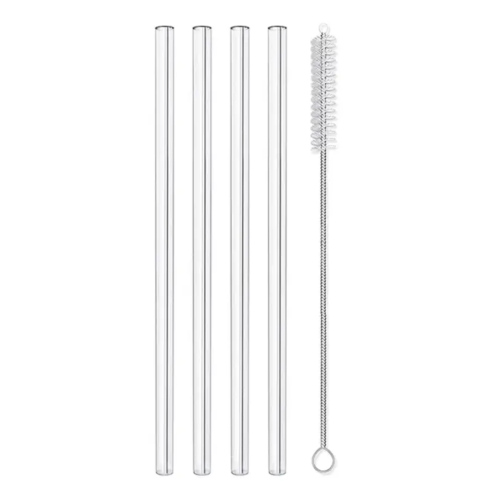 Pailles réutilisables en verre transparent, ensemble de verres pour boissons, jus, thé, Smunvétérans