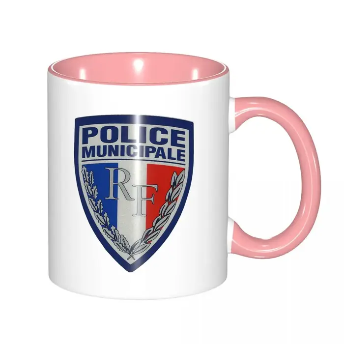 Tasse à café en céramique amusante avec insignes de la police municipale française