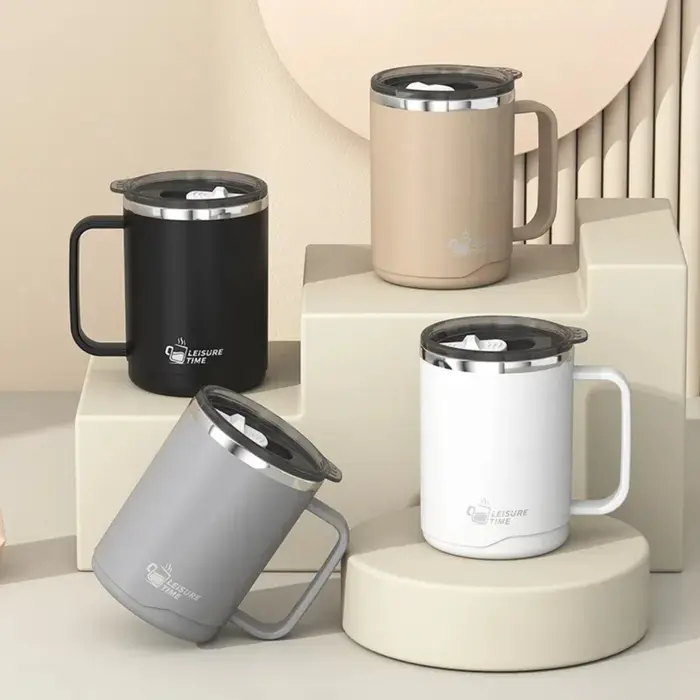WORTHBUY Tasse à café isolée à double paroi en acier inoxydable 304 avec poignée