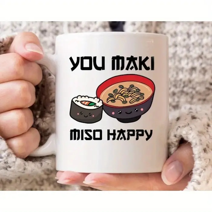 Tasses à café pour le petit-déjeuner, Mug Maki Miso Happy, Tasse à café Maki amusante, Chopes à bièr