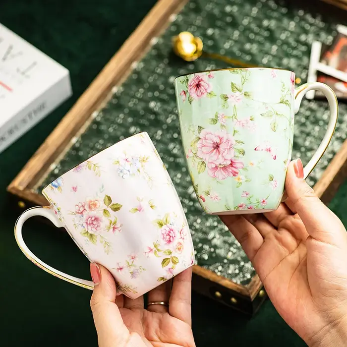 Tasse en céramique créative pour Couple, Vintage, fleur, petit déjeuner à la maison, tasse à lait, bureau, thé de l'après-midi, café, tasse d'eau, verres pour la maison