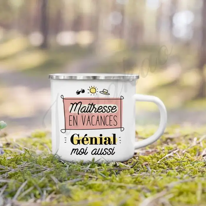 Mistresse Maitre sur les vacances imprimé tasse à café en émail boissons