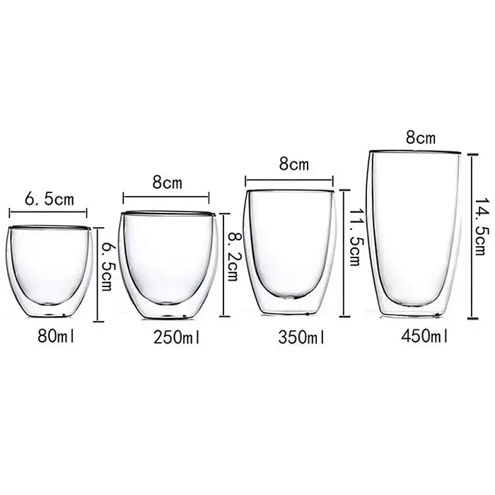 Tasse en verre borosilicaté à double paroi, haute teneur en borosilicate, degré de chaleur, thé, lai