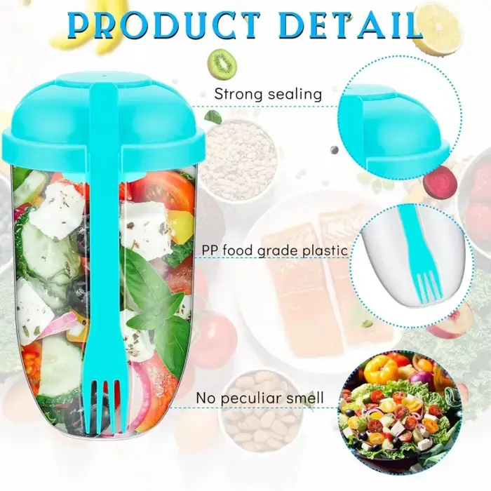 Tasse à salade anti-fuite avec couvercle