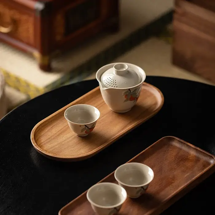 Vaisselle japonaise assiette en bois hêtre plateau ovale Mini assiette en bois massif assiette en bois entière pour enfants assiette en bois