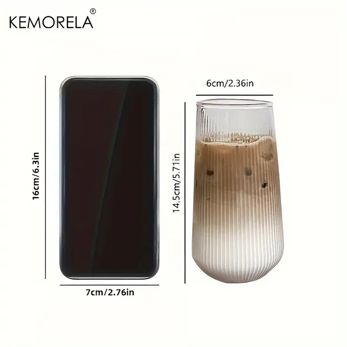 EllMORELA-Tasse en Verre Transparente à Rayures Verticales avec Couvercle