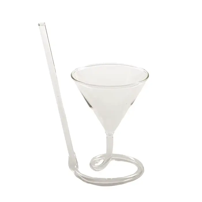 Verre à Cocktail en Spirale Révolupté, Martini Créatif à Longue Queue, Paille à Vin pour Bar, Fourni