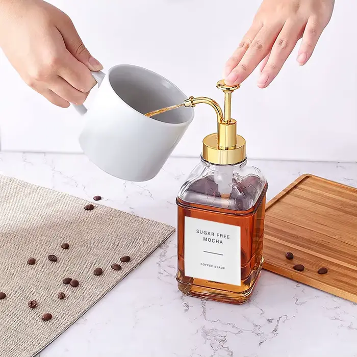 Distributeur de Sistressde Café en Verre de 500ml avec Pompe en Acier
