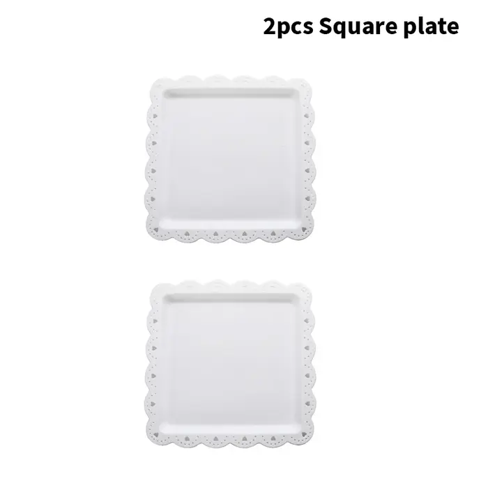 2 assiettes à dessert carrées ou rectangulaires, matériau PP pouvant être réutilisé pour hôtel, rest