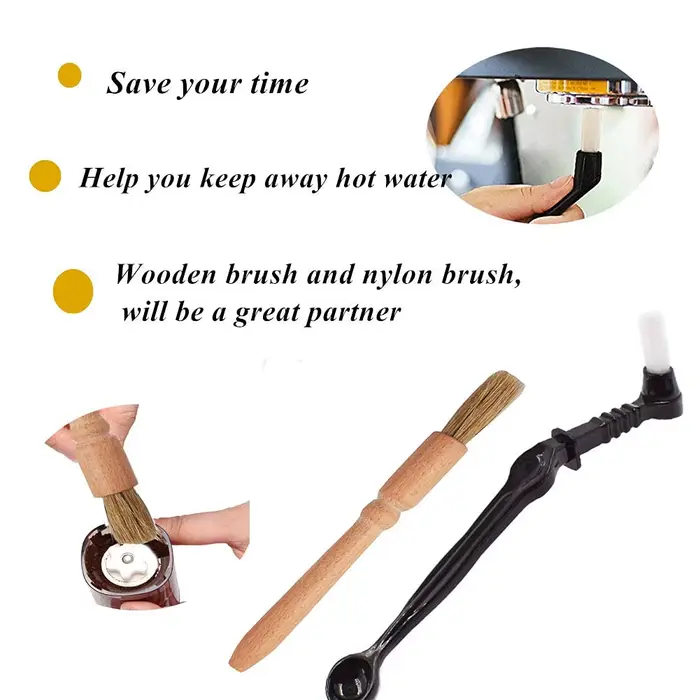 Le Kit de brosses à expresso professionnelles comprend une brosse de nettoyage de Machine de moulin à café en bois