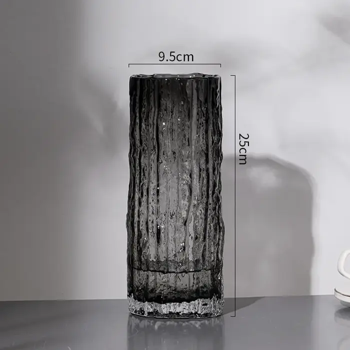 Vase en verre transparent pour décoration de table à manger, vase à fleurs glacier, bouteille de fle