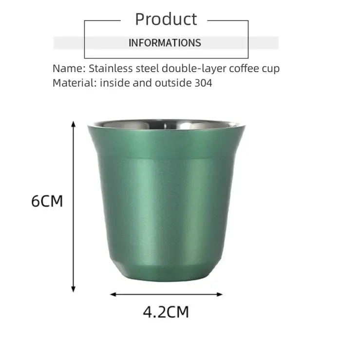 Chaud 1Pc 80 ml/160 ml tasses à café de haute qualité en acier inoxydable Double paroi