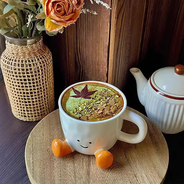 Tasse à café tasse d'eau en céramique avec pieds mignon décoratif café boisson tasse bureau eau poignée tasse cuisine fête Drinkware