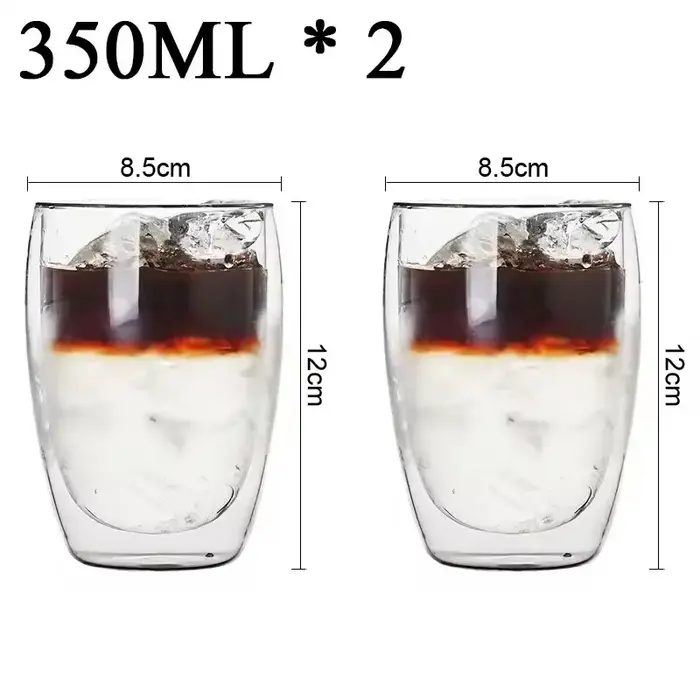 2/4/6 pièces tasses à expresso en verre thermique isolé à Double paroi 350ml tasse à café en verre t