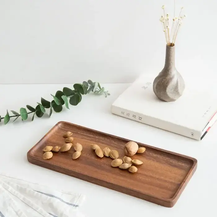 Musowood-Assiette de service en bois rectangulaire