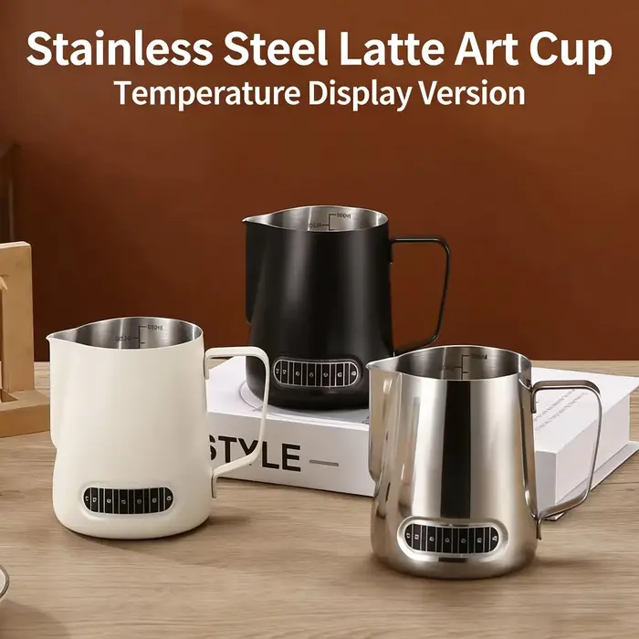 350/600ml Latte Pull Cup avec autocollant de température en acier inoxydable avec la tasse de mousse de lait