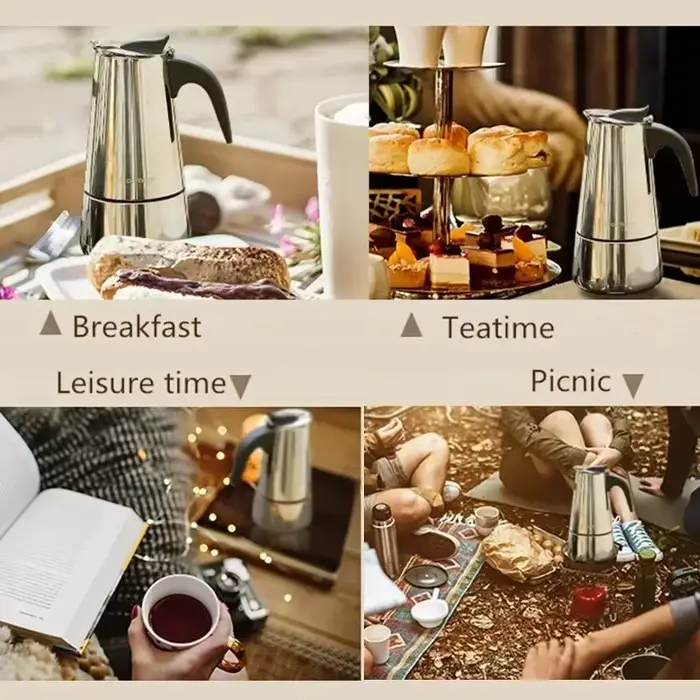 Cafetière Moka 2 Tasses en Acier Inoxydable