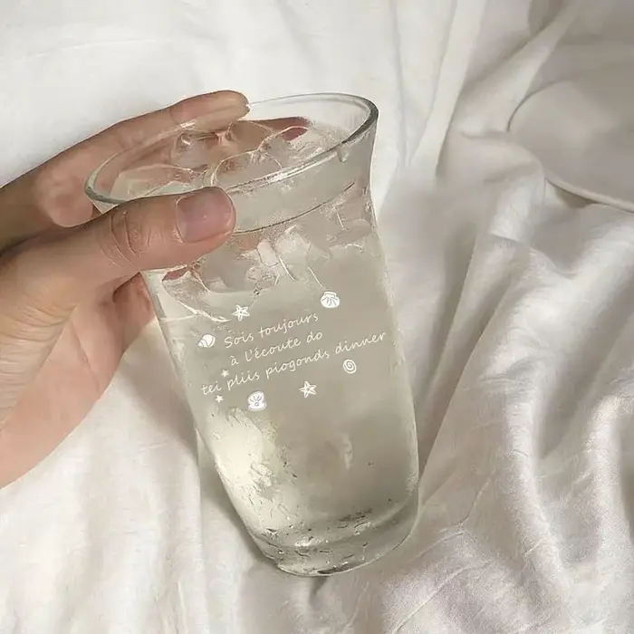 1 pièce Tasse en verre vintage à motif coquillage bleu océanique