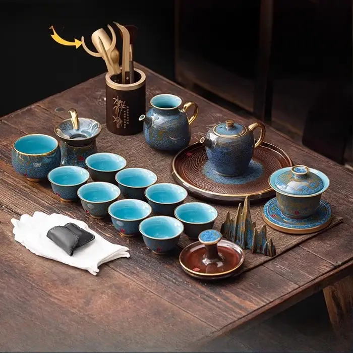 Plateau à thé en verre fait à la main