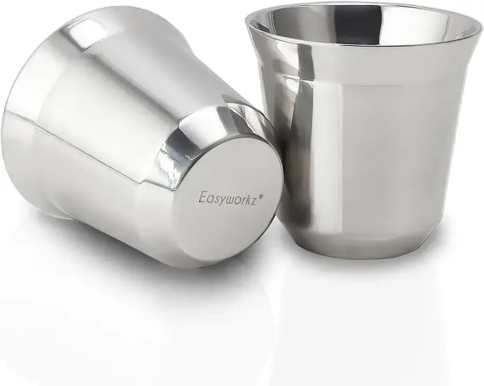 Easyworkz – ensemble de 2 tasses à expresso en acier inoxydable