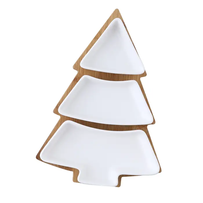 Ensemble d'assiettes à dessert en porcelaine pour arbre de Noël, plat en céramique, gâteau, fruits,