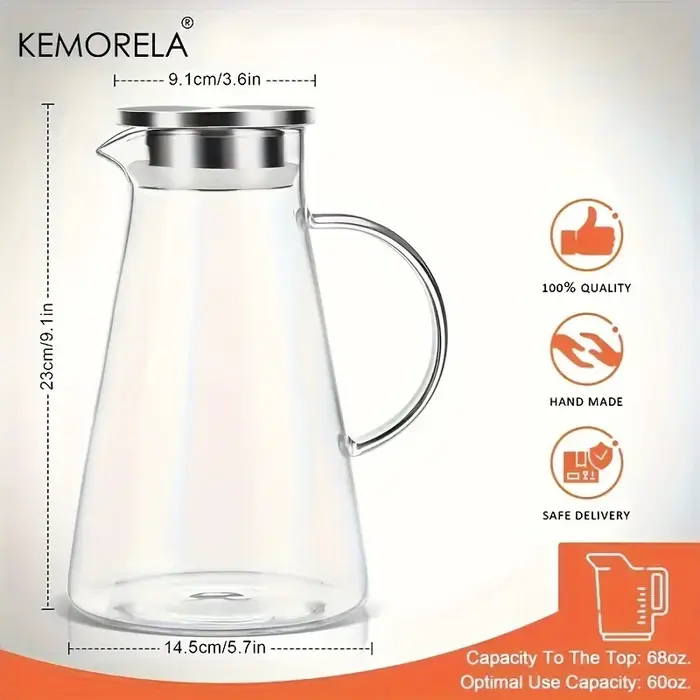 Pichet à eau Transparent en verre résistant à la chaleur