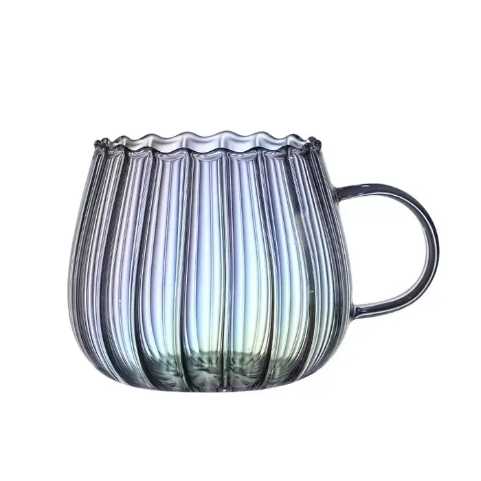 JUSTINLAU 400ml tasses à café en verre à haute teneur en Borosilicate tasse à rayures créative petit déjeuner