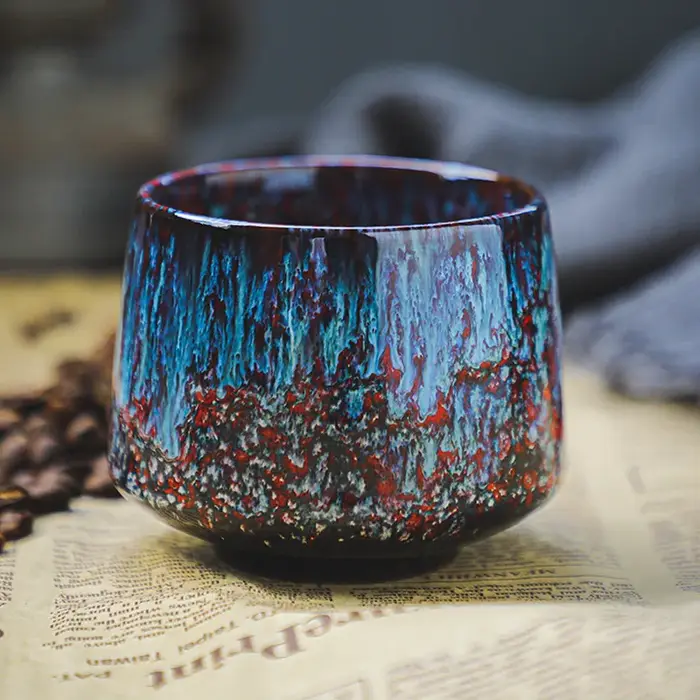 Tasse à café en céramique à glaçure réactive colorée