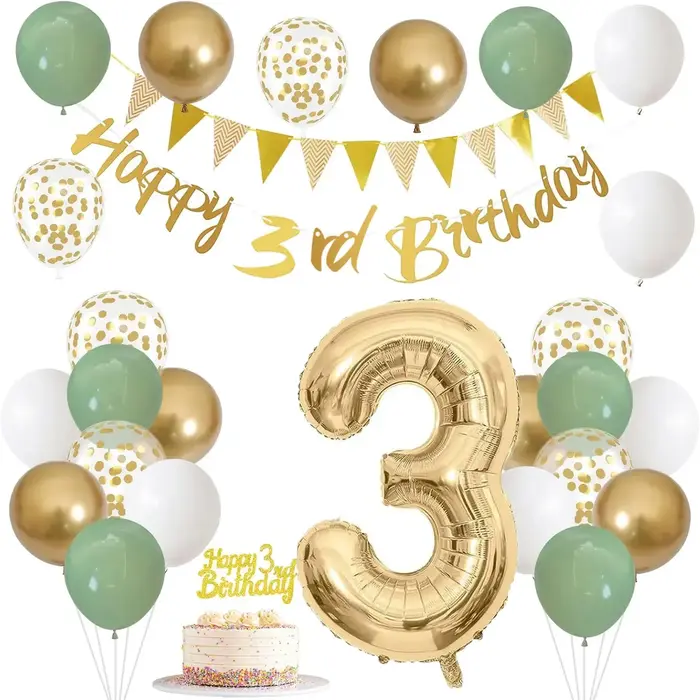 Or vert anniversaire 18/30/40/50/60/70/80 ans bannière suspendue fanion guirlande numéro ballons déc