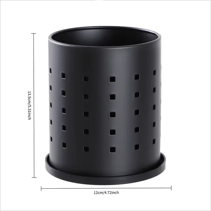 Porte-couverts en acier inoxydable noir, récipient de rangement de cuisine de grande taille pour cou