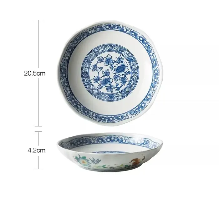1 pièce – Assiettes en céramique bleues et blanches de style rétro chinois