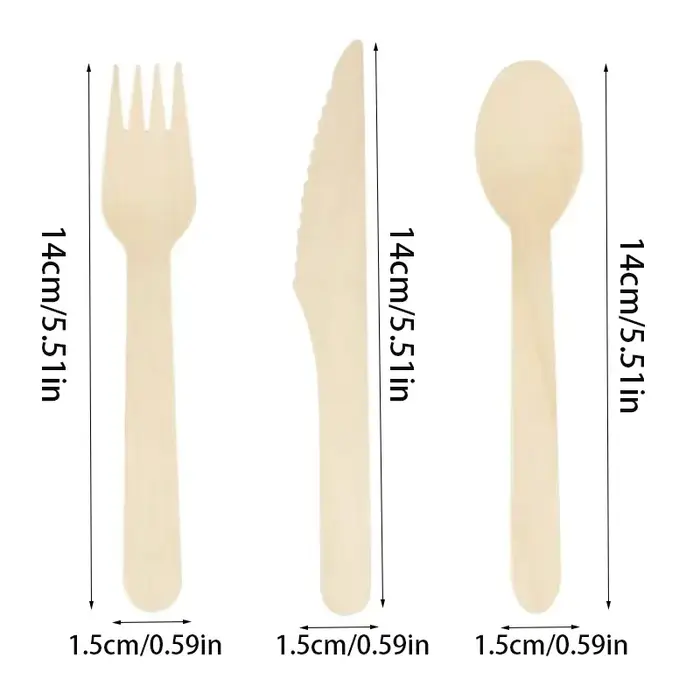 Fourcommuniste et Cuillères en Bois de Poulet, Accessoire Opaque, Convient pour les Fêtes, Camping, Banquets, Mariages, Pique-niques, 50 Pièces