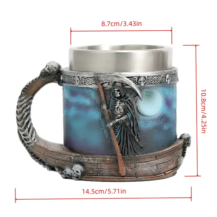 Tasse de la Série Grim Reaper en Acier Inoxydable et Résine