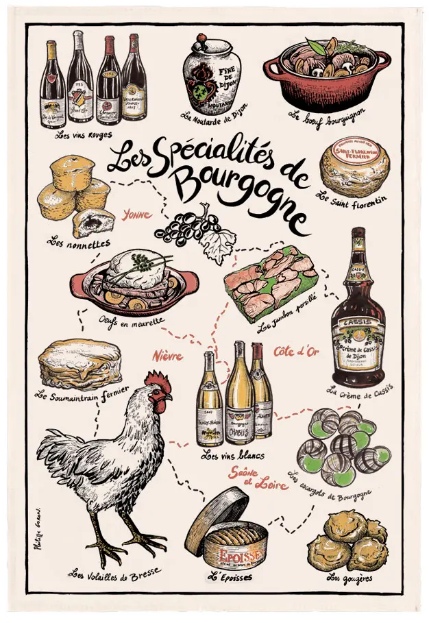 Torchon Specialits de Bourgogne Ecru 48 X 72
