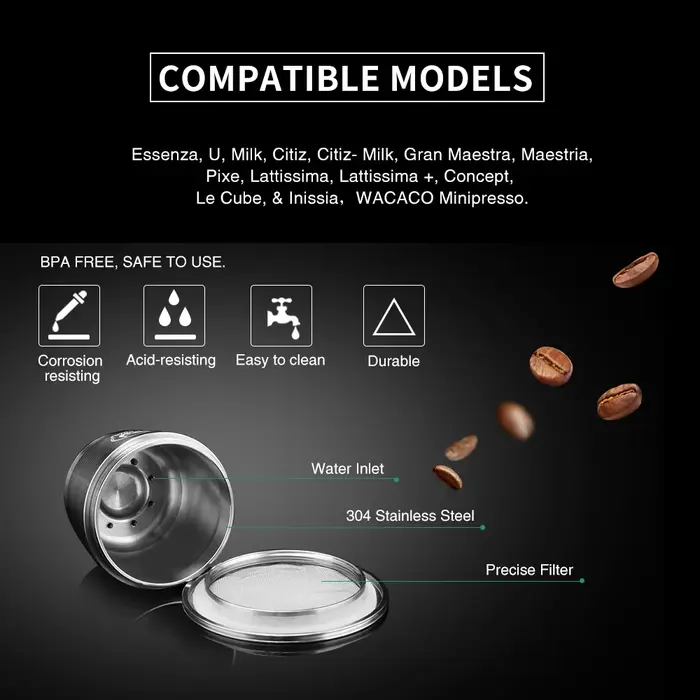 Filtre à café réutilisable ICafilas pour Machine Nespresso avec capsule en acier inoxydable pour Nospresso