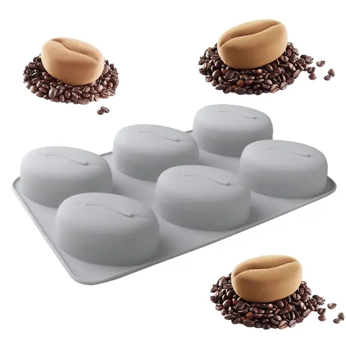 Moule en silicone à 6 cavités en forme de grains de café