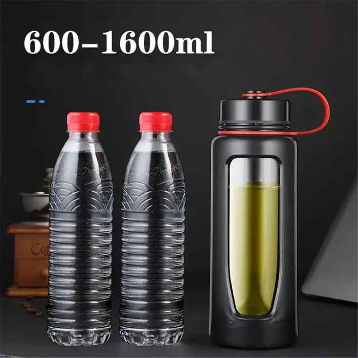 Bouteille d'eau en verre de 1000Ml, Thermos, pour le Sport, à Double fond