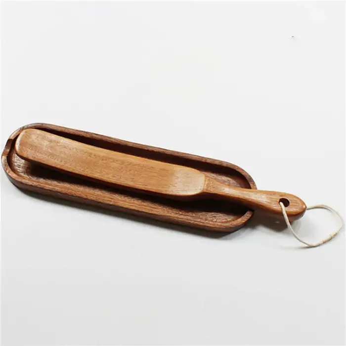 Assiette rectangulaire en bois de teck ABUN-3X