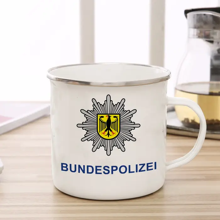 Tasse en émail allemande Bundespolizei 11oz tasse à café en céramique tasse à thé ventilateur tasse