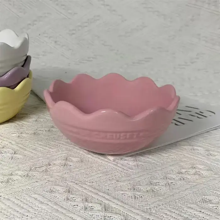 Vaisselle dégradée en Relief de dentelle, céramique arc-en-ciel pour Dessert, bols à salade de fruit