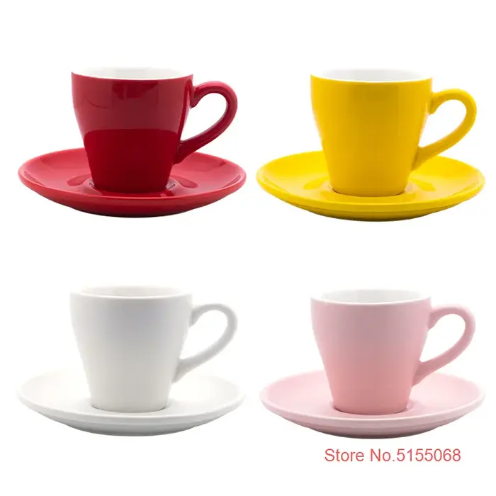 Ensemble de tasses et soucoupes à expresso Macaron multicolores en forme de tulipe de Style nordique
