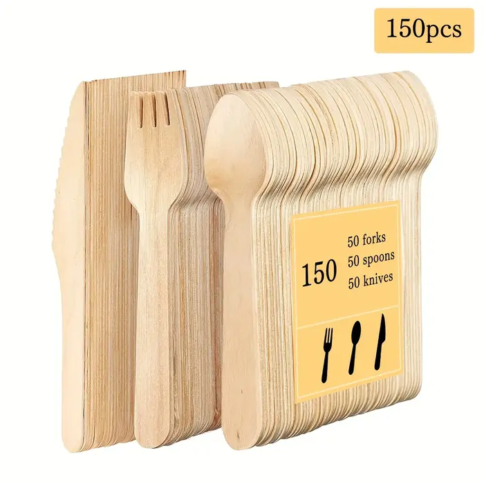 Ensemble de couverts jetables en bois de 14 cm