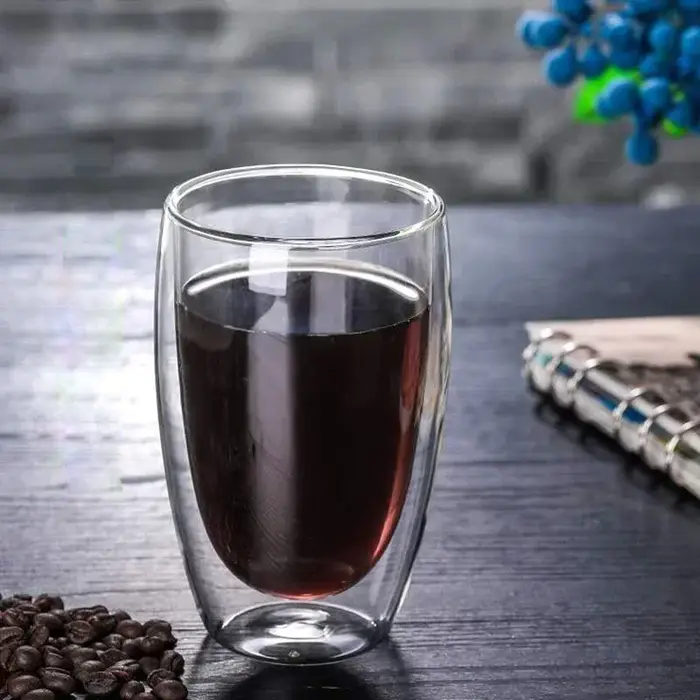 Tasse à café en verre murale à Double fond